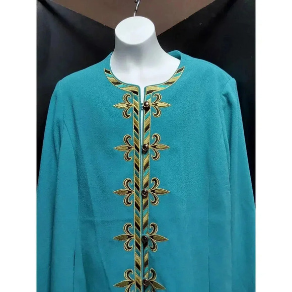 BOB Mackie Wearable Art Jacket Turquoise with Embroidery Size Medium Gorgeous - Picture 1 of 5
